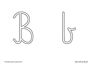 B Alphabet letters to print - Cursive letters coloring pages, Anna Kubczak