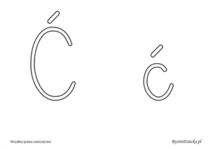 Ć Alphabet letters to print - Cursive letters coloring pages, Anna Kubczak