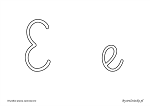 E Alphabet letters to print - Cursive letters coloring pages, Anna Kubczak