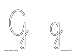 G Alphabet letters to print - Cursive letters coloring pages, Anna Kubczak