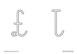 Ł Alphabet letters to print - Cursive letters coloring pages, Anna Kubczak