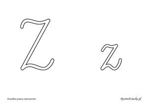 Z Alphabet letters to print - Cursive letters coloring pages, Anna Kubczak