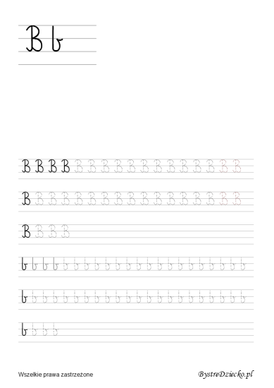Litera B karta pracy do druku - B Literki dla dzieci - nauka pisania liter