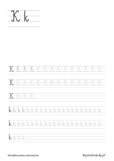 Letter K, Printable tracing letters worksheets for kids that prepare for writing, with coloring pages, Anna Kubczak