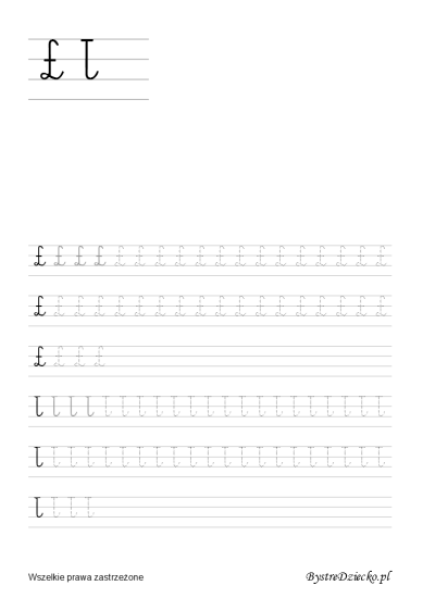 Letter L stroke = Ł, Printable tracing letters worksheets for kids that prepare for writing, with coloring pages, Anna Kubczak
