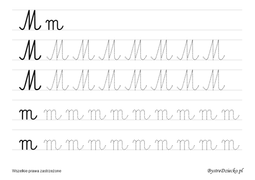 M - tracing letters to handwriting worksheets for kids Anna Kubczak