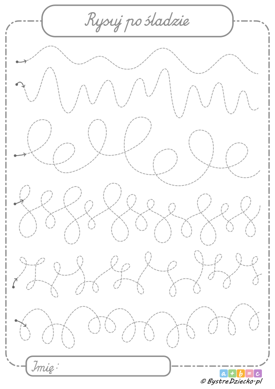 Zwariowane szlaczki dla dzieci do ćwiczeń grafomotorycznych, rysowanie po śladzie do druku, plik PDF