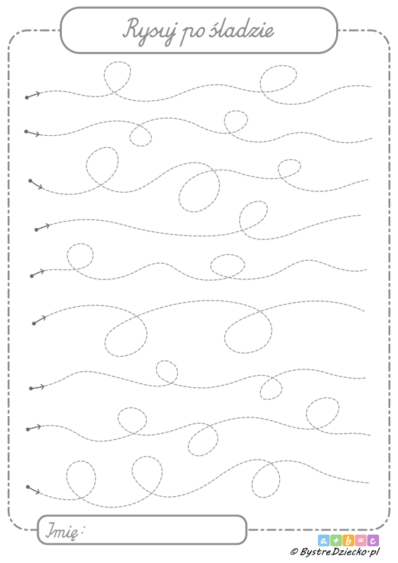 Zwariowane szlaczki dla dzieci do ćwiczeń grafomotorycznych, rysowanie po śladzie do druku, plik PDF