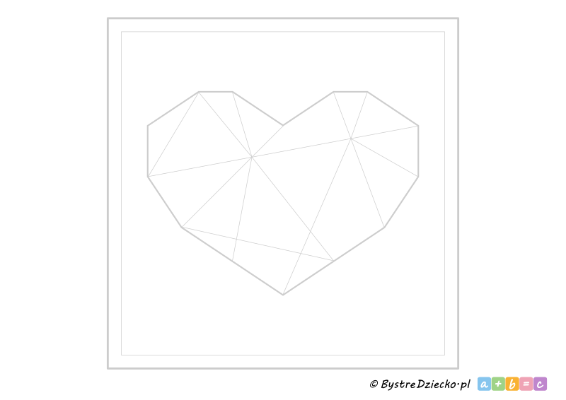Kolorowanka geometryczne serce - Kolorowanki na Walentynki dla dzieci do wydrukowania