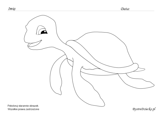 Zwierzęta do kolorowania - Żółw morski - kolorowanki dla dzieci, Anna Kubczak