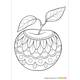 Jabłko mandala, owocowe kolorowanki do druku dla dzieci i przedszkolaków