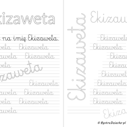 Karty pracy z imionami - nauka pisania imion dla dzieci - Ekizaweta