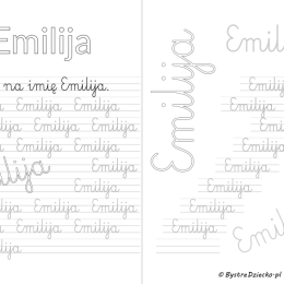 Karty pracy z imionami - nauka pisania imion dla dzieci - Emilija