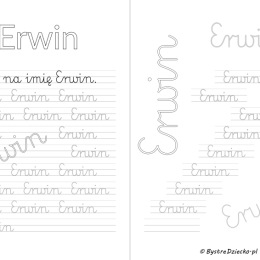 Karty pracy z imionami - nauka pisania imion dla dzieci - Erwin