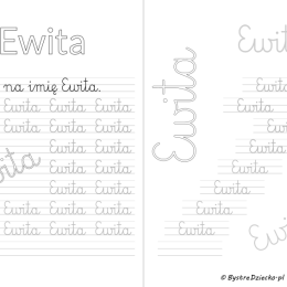 Karty pracy z imionami - nauka pisania imion dla dzieci - Ewita