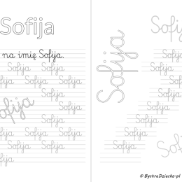 Karty pracy z imionami - nauka pisania imion dla dzieci - Sofija