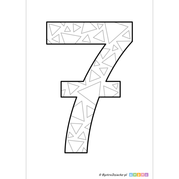 Cyferka 7 kolorowanka do druku, do nauki cyferek dla dzieci, matematyka