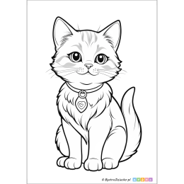Kolorowanki koty - prosty rysunek kota narysowany grubymi liniami, łatwe kolorowanki do druku dla dzieci i przedszkolaków
