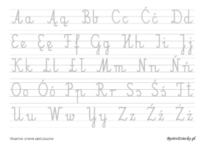 Abecadło, alfabet - nauka pisania dla dzieci, duża czcionka