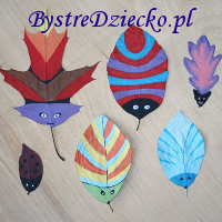 DIY Colored bugs from dried fall leaves of tree as part of the art for kids
