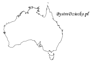 Australia mapa konturowa do wydrukowania dla dzieci