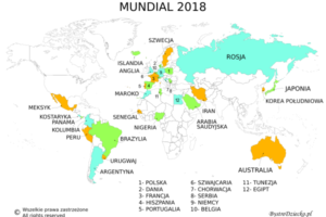 Mapa konturowa świata do wydrukowania - Mundial 2018