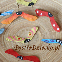 DIY rainbow bugs from nature materials - fall maple seeds as part of crafts for kids