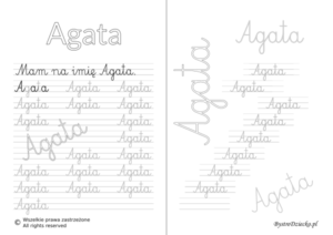 Karty pracy z imionami - nauka pisania imion dla dzieci - Agata