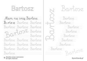 Karty pracy z imionami - nauka pisania imion dla dzieci - Bartosz