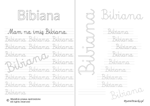 Karty pracy z imionami - nauka pisania imion dla dzieci - Bibiana