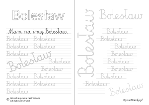 Karty pracy z imionami - nauka pisania imion dla dzieci - Bolesław