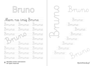 Karty pracy z imionami - nauka pisania imion dla dzieci - Bruno
