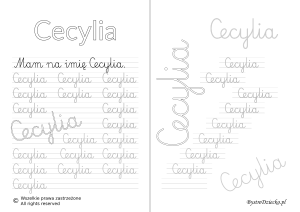 Karty pracy z imionami - nauka pisania imion dla dzieci - Cecylia