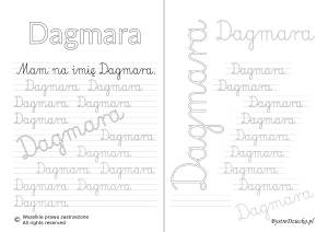 Karty pracy z imionami - nauka pisania imion dla dzieci - Dagmara