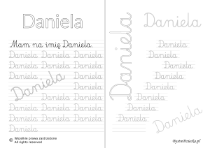 Karty pracy z imionami - nauka pisania imion dla dzieci - Daniela