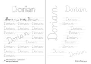 Karty pracy z imionami - nauka pisania imion dla dzieci - Dorian