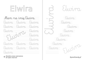 Karty pracy z imionami - nauka pisania imion dla dzieci - Elwira