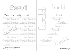 Karty pracy z imionami - nauka pisania imion dla dzieci - Ewald
