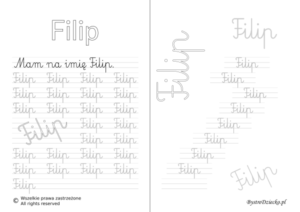 Karty pracy z imionami - nauka pisania imion dla dzieci - Filip