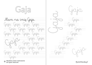 Karty pracy z imionami - nauka pisania imion dla dzieci - Gaja
