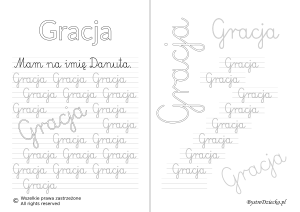 Karty pracy z imionami - nauka pisania imion dla dzieci - Gracja