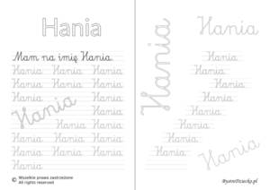 Karty pracy z imionami - nauka pisania imion dla dzieci - Hania
