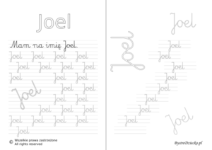 Karty pracy z imionami - nauka pisania imion dla dzieci - Joel
