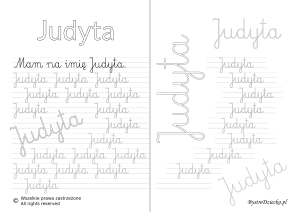 Karty pracy z imionami - nauka pisania imion dla dzieci - Judyta