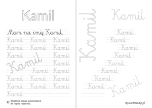 Karty pracy z imionami - nauka pisania imion dla dzieci - Kamil