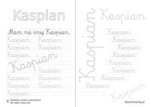 Karty pracy z imionami - nauka pisania imion dla dzieci - Kaspian