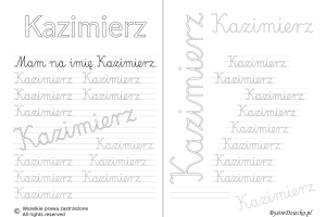 Karty pracy z imionami - nauka pisania imion dla dzieci - Kazimierz