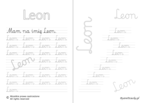 Karty pracy z imionami - nauka pisania imion dla dzieci - Leon