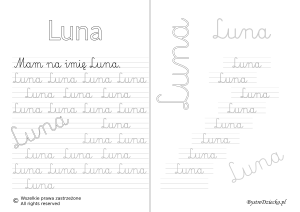 Karty pracy z imionami - nauka pisania imion dla dzieci - Luna