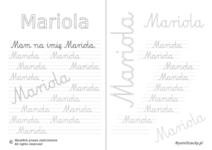 Karty pracy z imionami - nauka pisania imion dla dzieci - Mariola